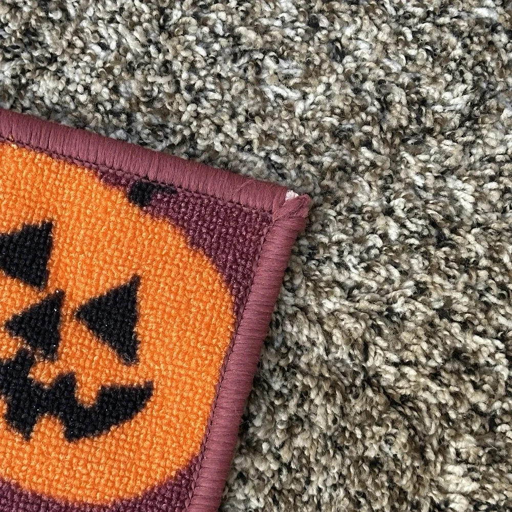 Lot of 2 Halloween Accent Rugs Doormats Pumpkins, Ghosts, Witch, Black Cat 45x26